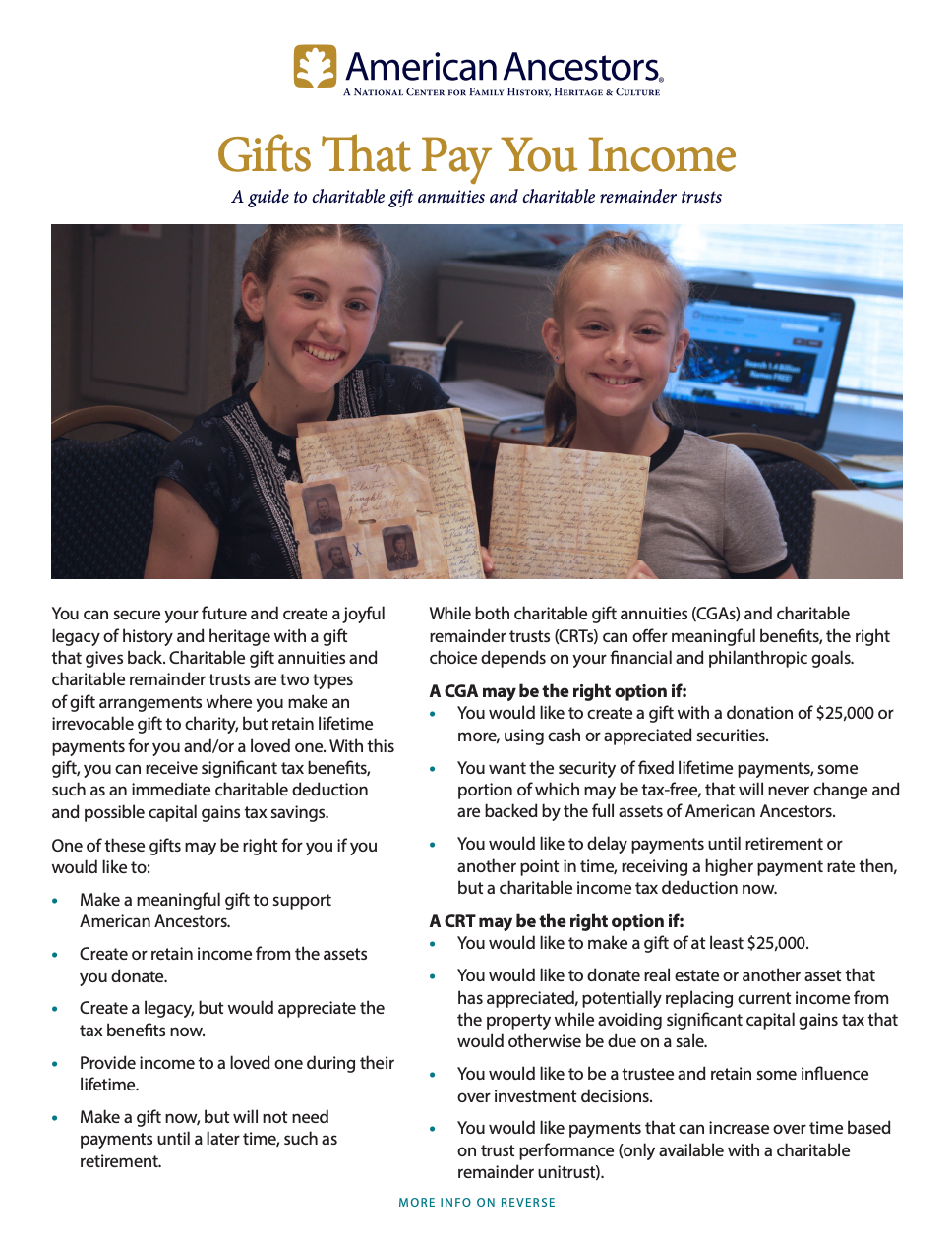 Support The Future of My Favorite Charity brochure cover